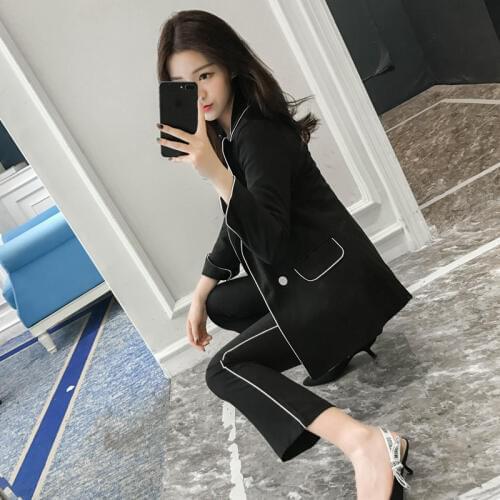 Womens suit OL casual professional small suit jacket trousers set female 2019 autumn new temperament solid color wild two-piece