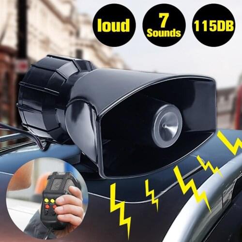 Multi-tone Claxon Car Horns 115dB 12V 7 Sound Alarm Speaker Loud Air Horn Siren Car Auto Motor Boat Fan Truck PA System