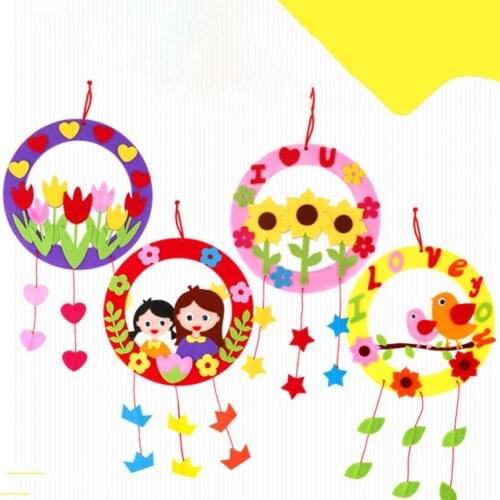 1 Pack DIY Wreath Handmade Improve Hands-on Ability Non-woven Fabric Kindergarten Education DIY Wreath Material Home Decoration