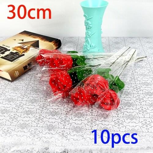 10PCS 30cm Romantic Rose Artificial Flower Wedding Decoration DIY Red White Silk Fake Flower for Valentines Day Party Decors