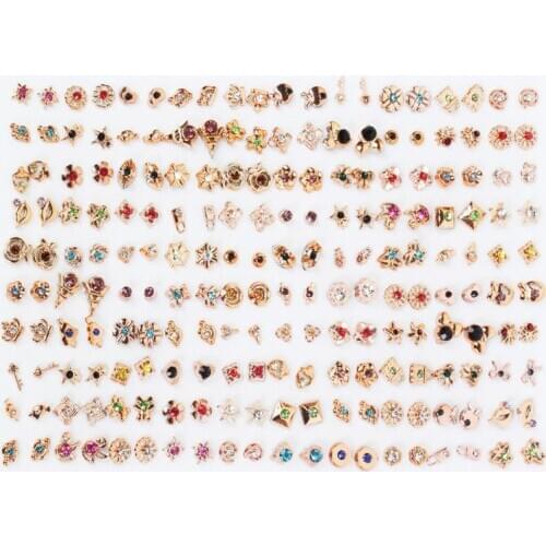 100 Pairs Assorted Styles Mini Plastic Hypoallergenic Stud Earrings Lot for Kids F3MF