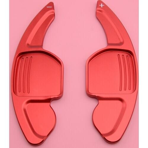 2pcs Aluminum Alloy Red Steering Wheel Shift Paddle Gear Shifter Extension Fit for Audi TT Q7 R8 A6 S4