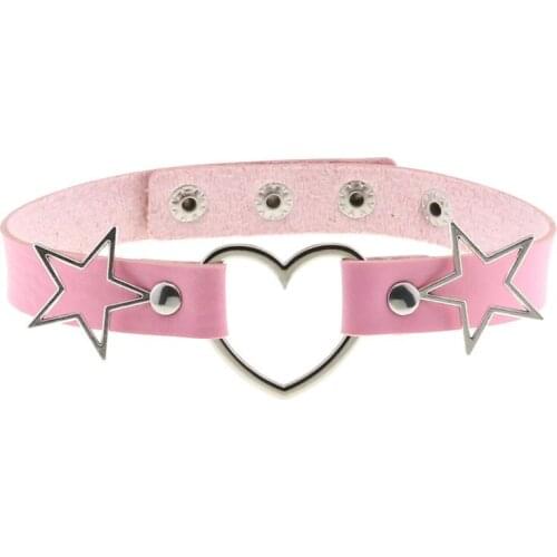 2021 summer Vintage Necklace Punk Rock Dark Harajuku Star heart Pendants Leather Collar Choker Necklace for Women Gift
