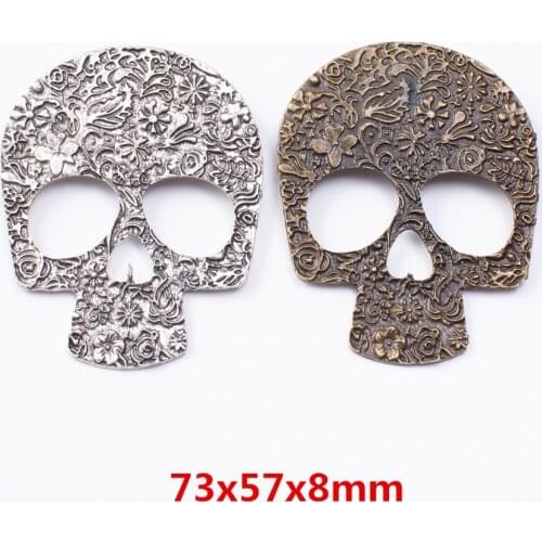 3 pieces of retro metal zinc alloy skull pendant for DIY handmade jewelry necklace making 7375