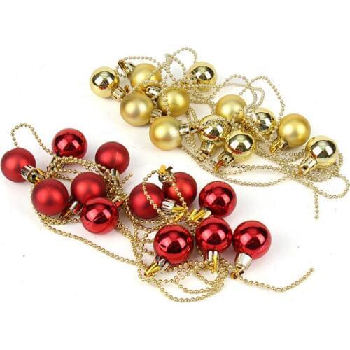 5pcs 190cm Gold/Red 3cm Round Ball Garland Chain For Christmas Xmas Party Holiday Tree Venue Hanging Decoration