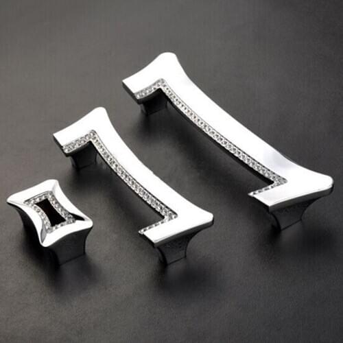 96 128mm modern fashion luxury clear crystal kitchen cabinet dresser door handle chrome silver drawer tv cabinet cupboard knob