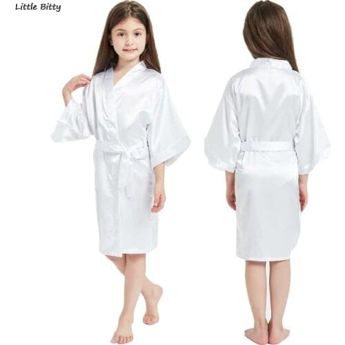 8 10 12 14 Years Teenager Girl Satin Pajamas Children Wedding Party Dress Bridesmaid Spa Childrens Silk Bathrobe Swimming Robe