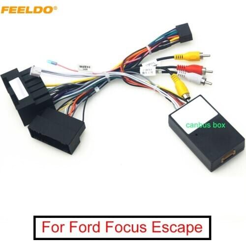 FEELDO Car 16pin Audio Wiring Harness With Canbus Box For Ford Focus Escape Aftermarket Stereo Installation Wire Adapter