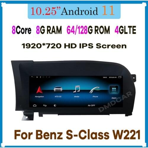 10.25" Android 10 8Core 8+64G Car Multimedia Player Radio for Mercedes Benz S Class W221 W216 2006-2013 Stereo Head Unit Screen