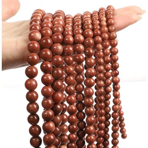 Natural Stone Beads Gold Sandstone Round Loose Spacer Beads For Jewelry Making Bracelets DIY Earring Accessories 4/6/8/10/12mm