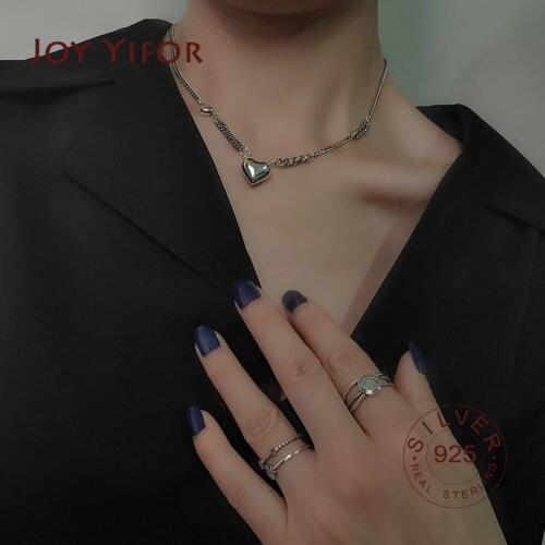 S925 sterling silver necklace for women chain heart tassel Necklaces For Women choker collares Wedding Jewelry