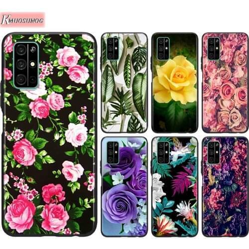 Black Cover Flowers Floral Rose for Huawei Honor 30 20S Pro 10i 9C 9A 9S 9X 8X 10 9 Lite 8 8A 7A Pro Lite Phone Case