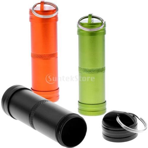Portable Waterproof Capsule Aluminum Alloy Pill Tablet Medicine Storage Case Box Holder Container First Aid Key Ring Keychain