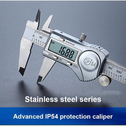 150mm Stainless Steel Digital Solar Battery Dual Power Electronic Vernier Caliper Micrometer 6' LCD Display Depth Measuring Tool