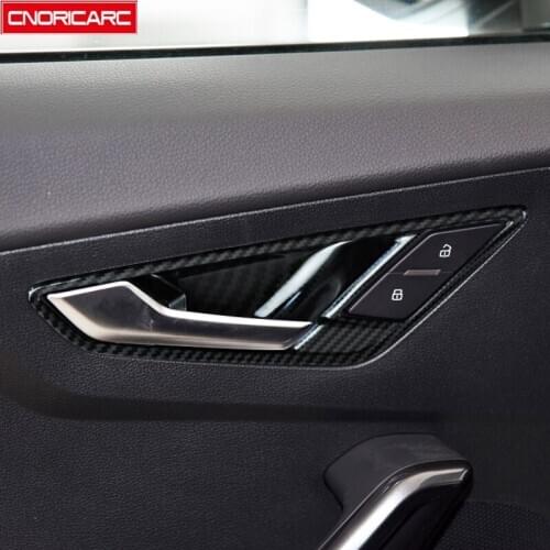 Carbon Fiber Color Inner Door Handle Door Bowl Frame Decoration Cover Trim For Audi Q2 2018-2021 ABS Car Styling Accessories