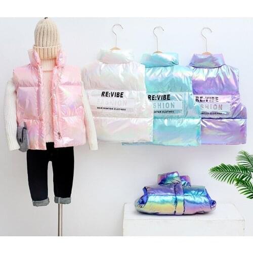 2021 Colorful Childrens Down Cotton Vest Warm Waterproof Boys and Girls Sleeveless Jacket Baby Clothes
