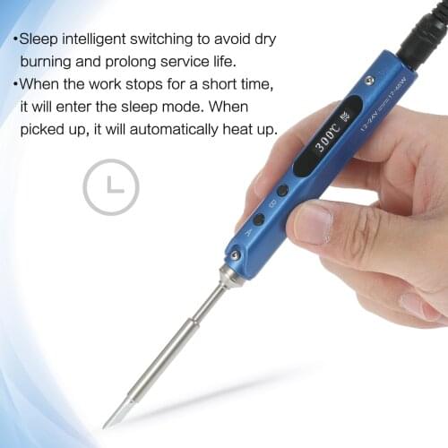 SEQURE Mini Electric Soldering Iron with LED Digital Display Intelligent Soldering Iron Kit with 19V Power Supply Adapter Black