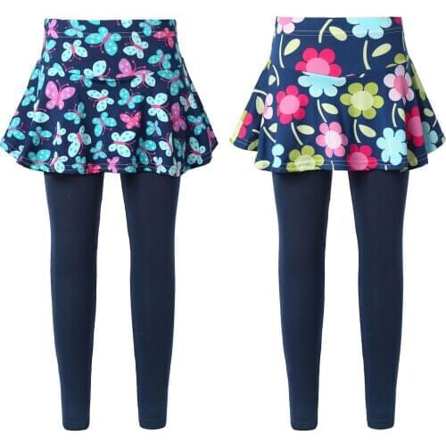 Cotton Kids Girls Leggings Skirt Pants Culottes for Children Flower Floral Printed Elastic Pencil Pants Trousers Girls Clothing