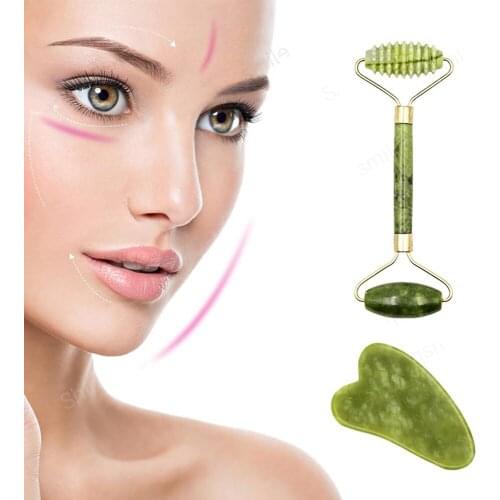 Gua Sha Gouache Stone Scraper For Face Care,Pinkiou Facial Massager Gun Roller Back Scratcher Massager for Head Neck Tool 2PCS