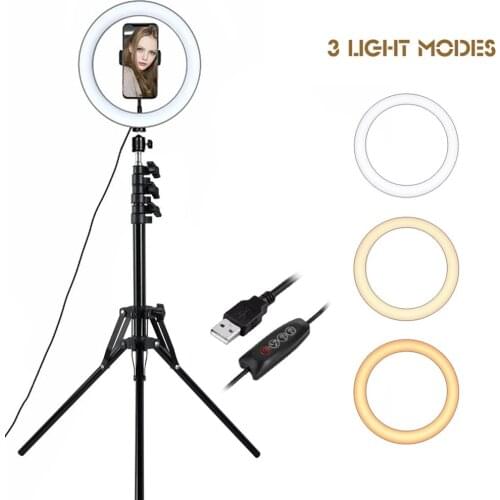 6/10inch Ring Light &Tripod Stand 16-26cm LED Camera Selfie Light Ring for iPhone Tripod and Phone Holder for Video Photography