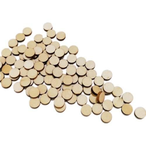 100PCS 10MM Round Wood Discs for Crafts Blank Unfinished Wood Circle Pieces for Painting Writing and DIY Home Decoration