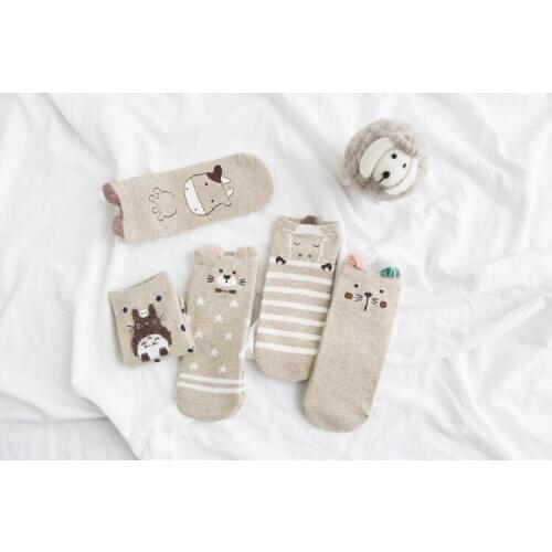 120pairs/lot hot selling fashion 3D cartoon animal ear sock/cute cow/cat sock
