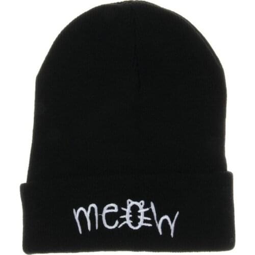 Fashion Classic Embroidery Meow Winter Hat Men Caps Womens Beanies Warm Hip Hop Bonnet Wool Blends Knitted Hat Female Beanies