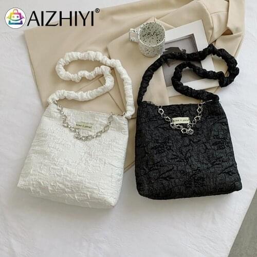 Fashion Women Pleated Flower Shoulder Crossbody Messenger Bag Casual Ladies Chain Small Purse Handbags