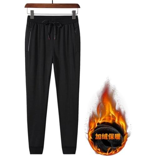 Men Pants Warm Fleece Overweight Pants Black Trousers Streetwear Casual Pants Winter Plus Size 8XL Mens Clothing Free Shipping