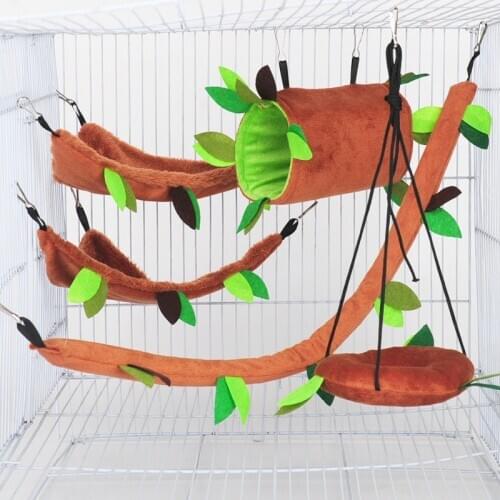Plush Soft Hamster Hammock Winter Warm Hanging Nest Sleeping Bed Fahion Small Pet StumpTunnel Chinchilla Squirrel Toy House