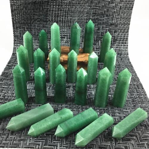 Natural green Dongling jade quartz crystal point wand crystal quartz obelisk reiki healing energy gemstone for home decora
