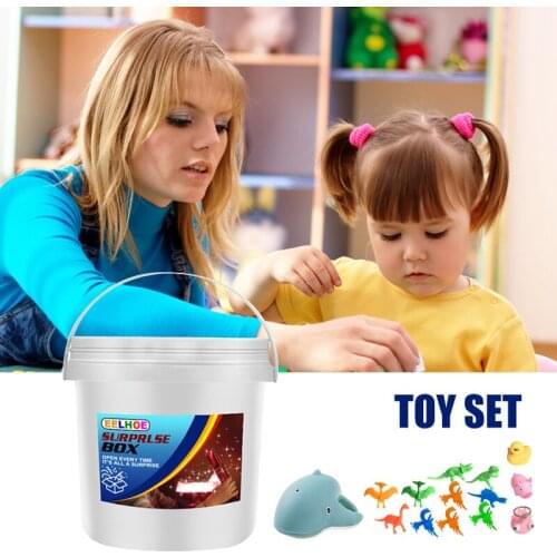 Newly Bucket Toys Mini Dinosaur Toy Set Playing House Building Blocks Educational Animal Toys Gift for Kids