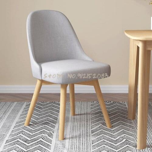 Dining chair home backrest net red makeup chair small apartment dining chair Nordic simple light luxury solid wood leg dining
