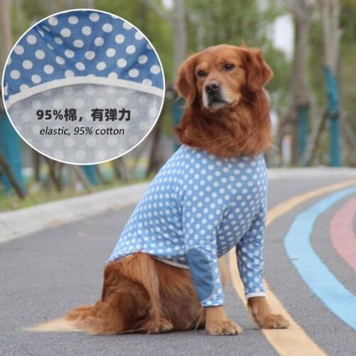 Polka Dots Dog Clothing Two-legged Pet Coat with Denim Elbow Warm Dog Long-sleeved Sweater Fashion Spring Cotton Cat Dog Clothes