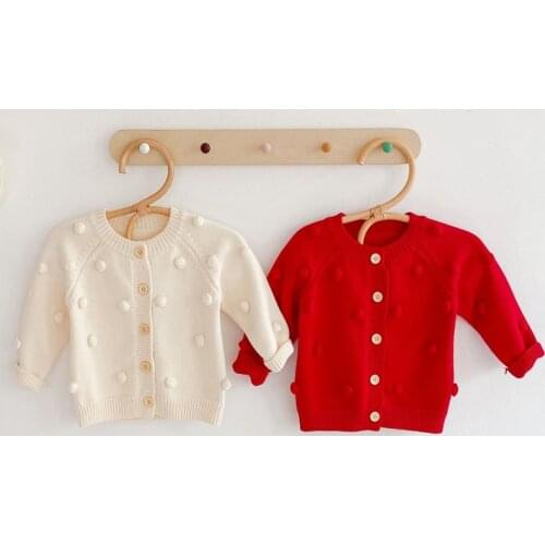 Autumn Kids Sweaters Baby Girl Sweater Pompom Cotton Woolen Kids Toddler Girls Cardigan Knitted Baby Clothes Baby Boy Sweater