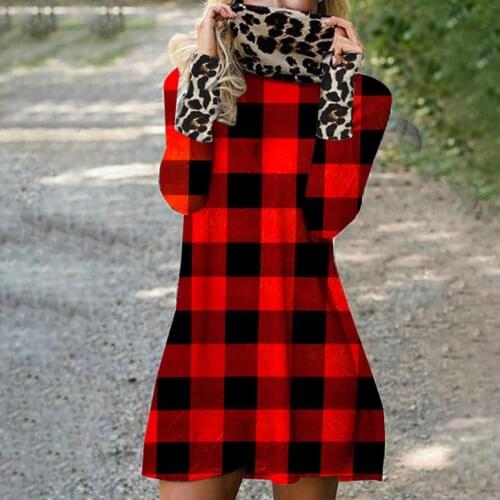 Dress for women 2021 Autumn Sexy Long Sleeve Casual Red Plaid Stitching Long Sleeve Party dresses трикотажное платье g5
