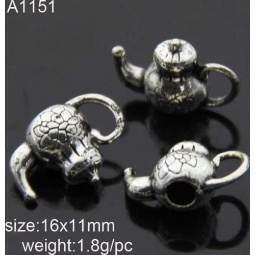 25pcs/lot Antique Silver Color Teapot Alloy Charm For DIY Jewelry