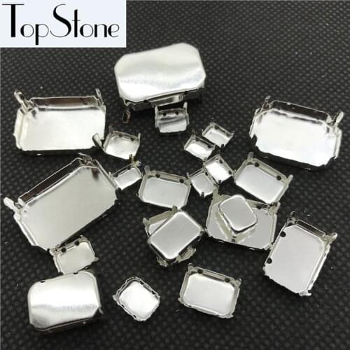 All Sizes Rectangle Metal Claw 4 holes Fitting For Fancy Stone Jewelry Beads Making 4x6mm~13x18mm,18x25mm,18x27mm