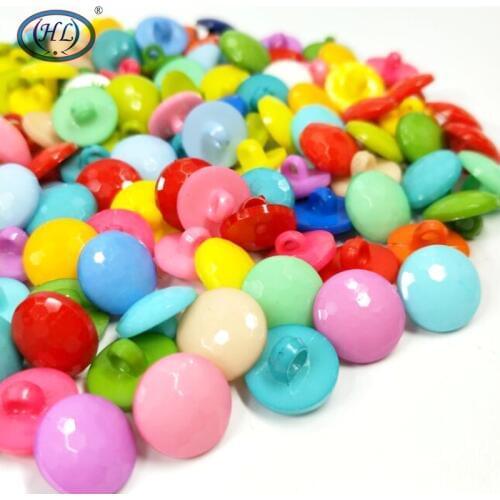 HL 50/100pcs Round Shank Mix Colors Plastic Buttons DIY Crafts Childrrens Clothing Accessories Sewing Notions 12MM
