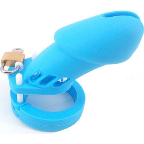 Blue Silicone Chastity Cage CB6000 Sex Products Male Masturbator Sex Toy for Men Chastity Device JJ Lock Cock Rings