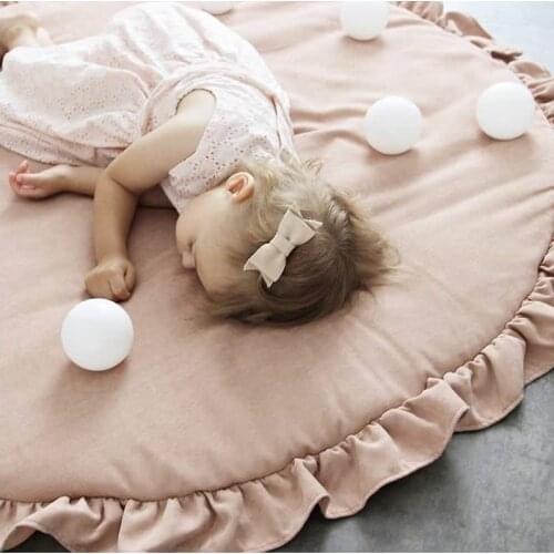 Nordic Newborn Baby Padded Play Mats Soft Cotton Crawling Mat Girls Game Rugs Round Floor Carpet For Kids Interior Room Decor