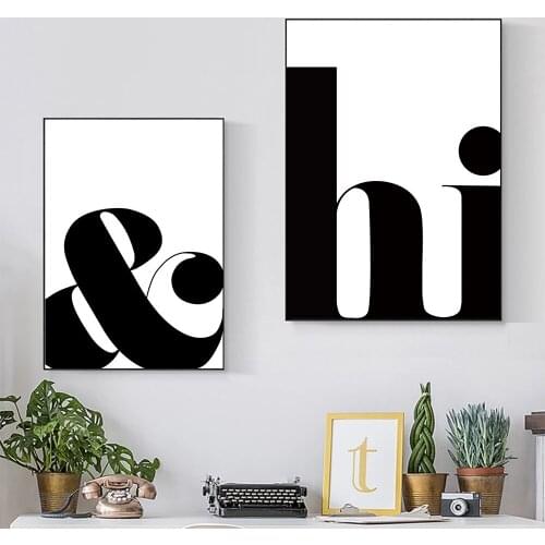 Nordic Hi Poster Quotes Wall Art Canvas Painting Minimalist Posters And Prints Abstract Painting Print Wall Pictures Home Decor