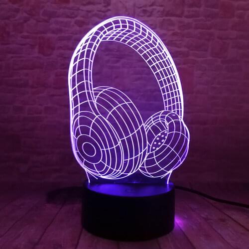 LED Luminou Phoneset Model 3D Nightlight Visual Illusion LED Desk Lamp Sleeping Decor Headset Model Toy Best