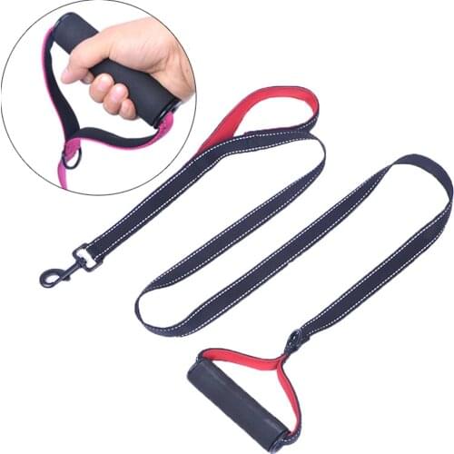Reflective Dog Leash Durable Double Handle Traction Rope Outdoor Walking Safety Anti-shock Leashes Belt for Dogs Pet Supplies
