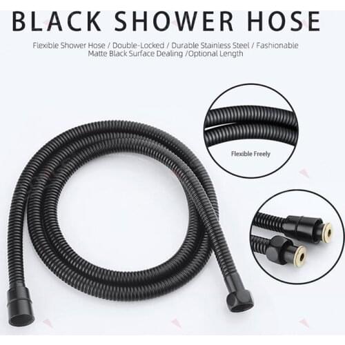 1.5M Ultra-compact and ultra-fine double lock design matte black flexible shower hose