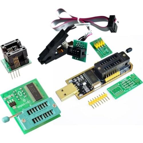 CH341A 24 25 Series EEPROM Flash BIOS USB Programmer Module + SOIC8 SOP8 Test Clip + 1.8V adapter + SOIC8 adapter DIY KIT