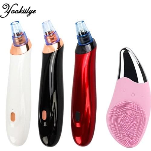 Blackhead Remover Vacuum Pore Cleaner Nose Face Deep Cleansing Skin Care Machine & Electric Facial Cleansing Massage Brush Set