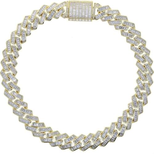 Punk Hip Hop Chunky Luxury Iced Out square cz cuban Chain Necklaces Silver Color Linked Wide Choker Necklaces for Women Jewelry