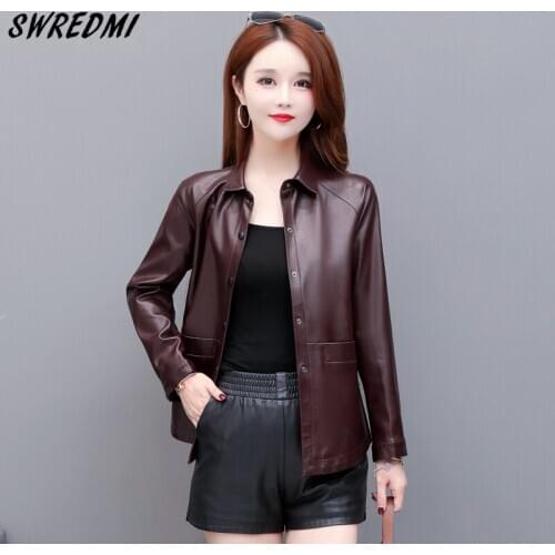 Spring Leather Coat Women Plus Size 5XL Leather Clothing High Quality Faux Leather Jackets Female Solid Fashion Suede SWREDMI