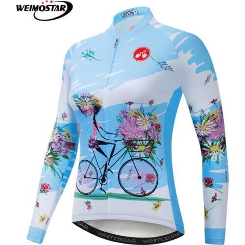 Weimostar 2021 Women Cycling Jersey Long Sleeve Autumn MTB Bicycle Clothing Reflective Bicycle Shirt Road Riding Cycling Wear